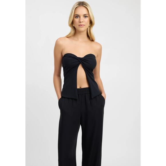 NWT Kookai Kalia Strapless Twist Front Top Black AU 12 US 8 Party Corset Style - Picture 6 of 11